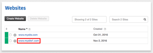 site selected highlighted