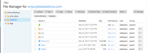 httpdocs directory in File Manager
