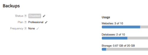 Backup detail screen
