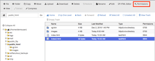 Permissions link highlighted