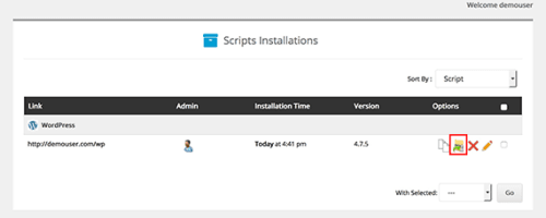 File icon highlighted in scripts home