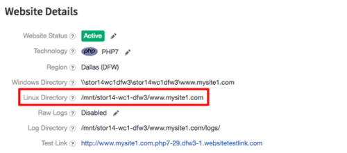 linux directory highlighted in cloud sites