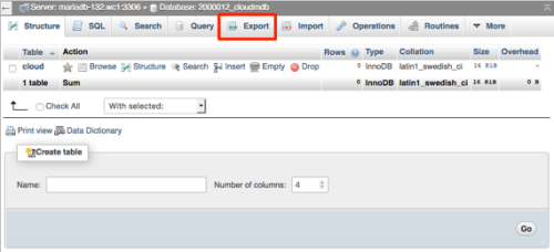 export button highlighted