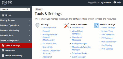 tools and settings menu