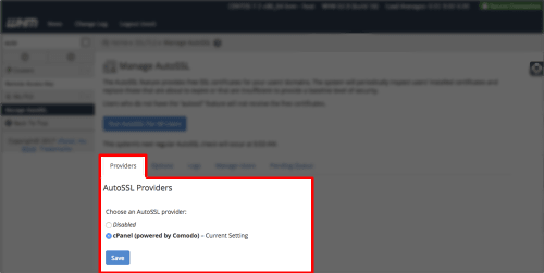 autossl providers section
