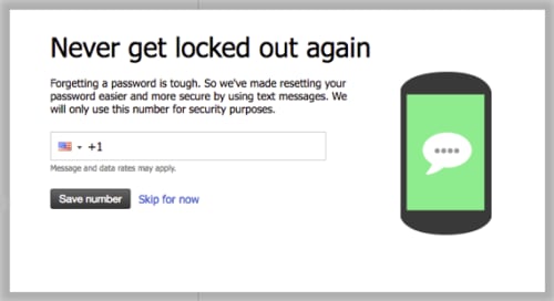 sms password verification popup
