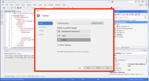 publish screen showing
