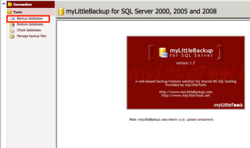 backup databases highlighted