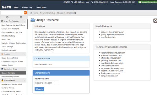 hostname changed