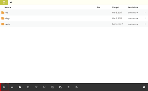upload button highlighted in menu