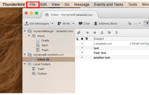 gif showing file, new and existing mail account