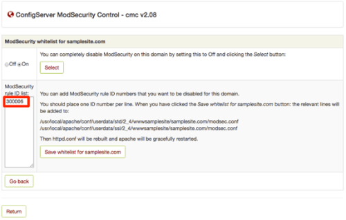 rule pasted in rule id list