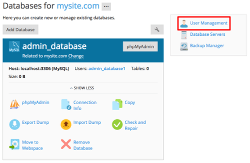 user management highlighted