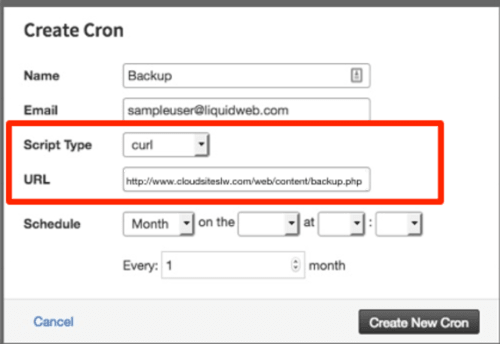 curl script selected and url entered