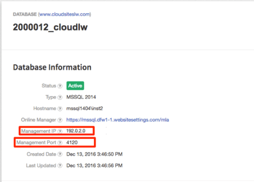 management ip and port highlighted