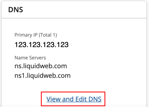 dns view and edit button highlighted