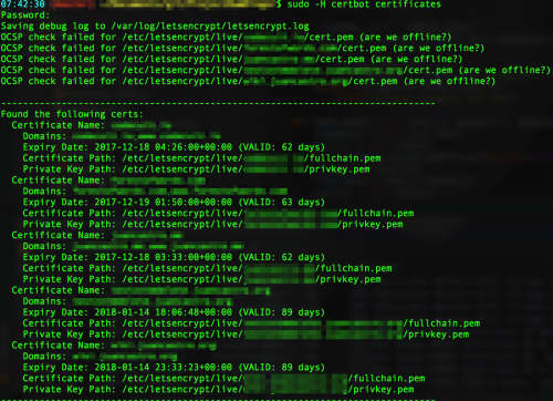 command line certificate list
