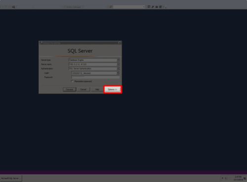 options link highlighted