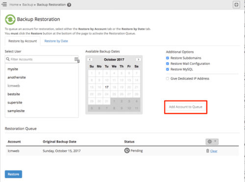 add account to queue button highlighted