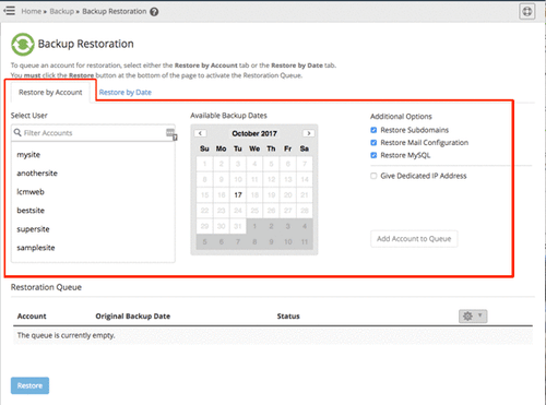 gif showing restore by account and date tabs