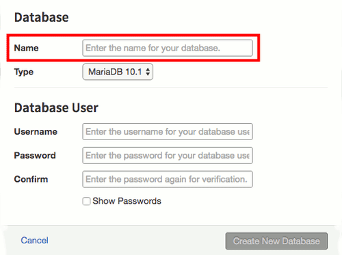 gif showing database name entered