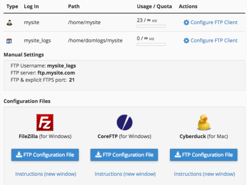 different configurations