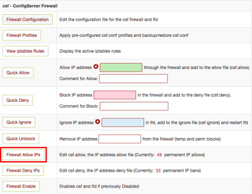 Allowing IPs in CSF