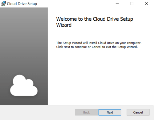 cloud drive setup screen