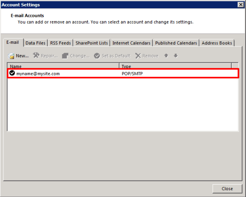 email account listing