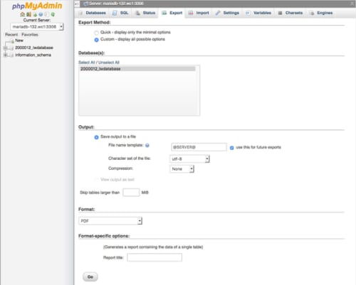 custom export selected