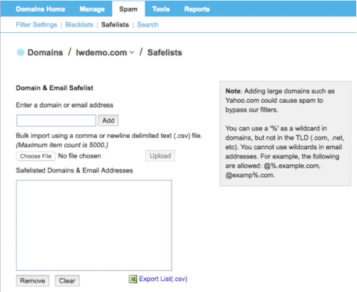 domain email safelist added gif