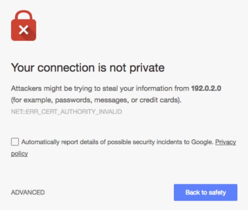 chrome security warning