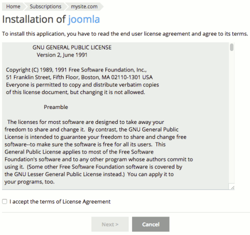 accepting the licensing agreement