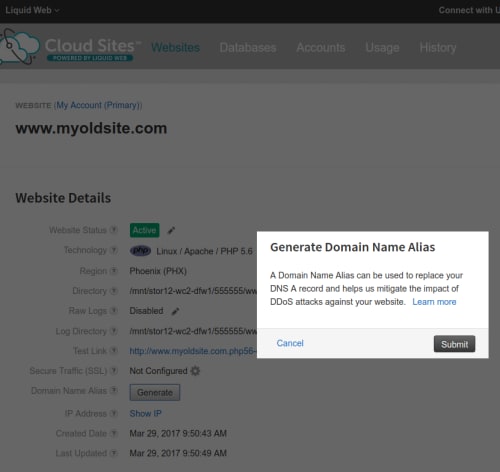 generate domin name alias confirmation