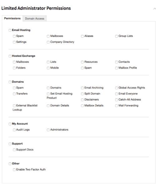 limited adminsitrator options