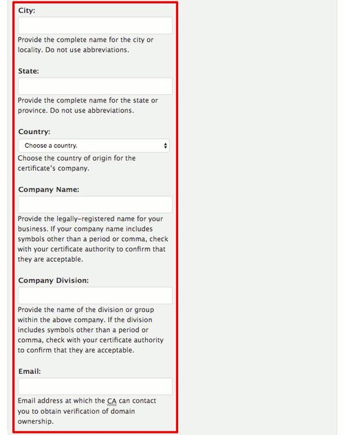 entering your CSR information