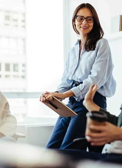 woman using erp hosting