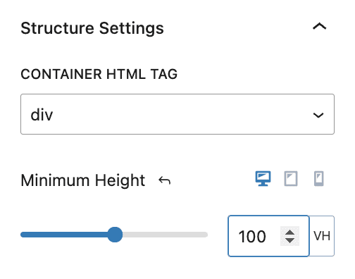 Structure settings