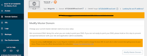 Modify Master Domain Option in the Panel