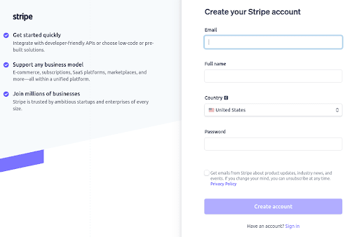 Step #1: Stripe Account Creation