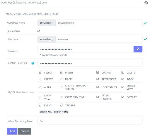 mysql add database form