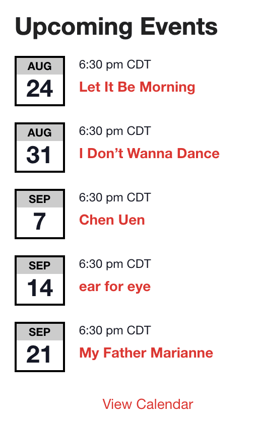 Upcoming events list widget