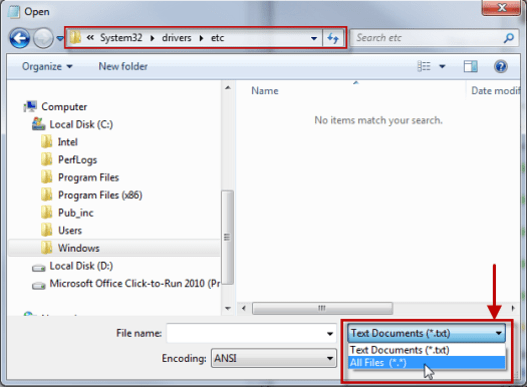 Example Windows Open Dialog Box Showing Example Windows Open Dialog Box Showing