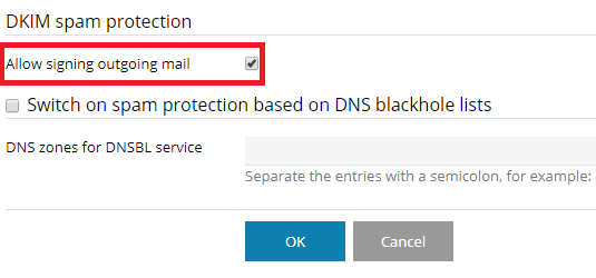 enabling DKIM protection