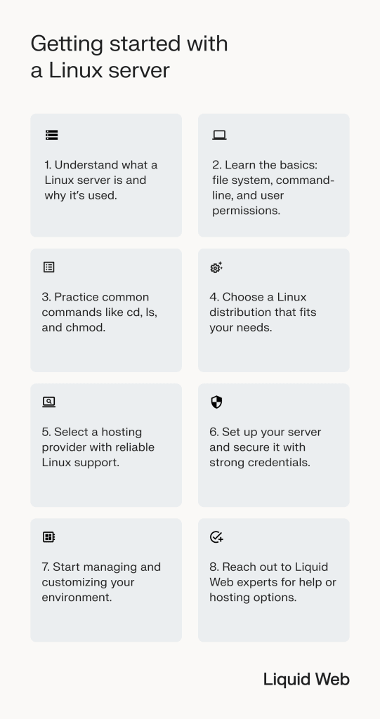 steps for getting started with a Linux server