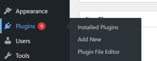 wordpress plugins menu