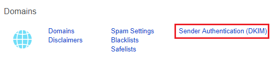 sender authentication DKIM link highlighted