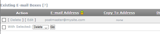 edit mailboxes screen