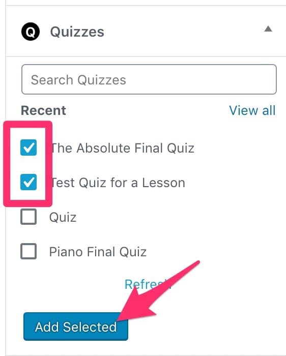 Add multiple quizzes in LearnDash course builder