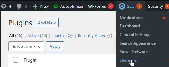 setting up wordpress sitemap plugin